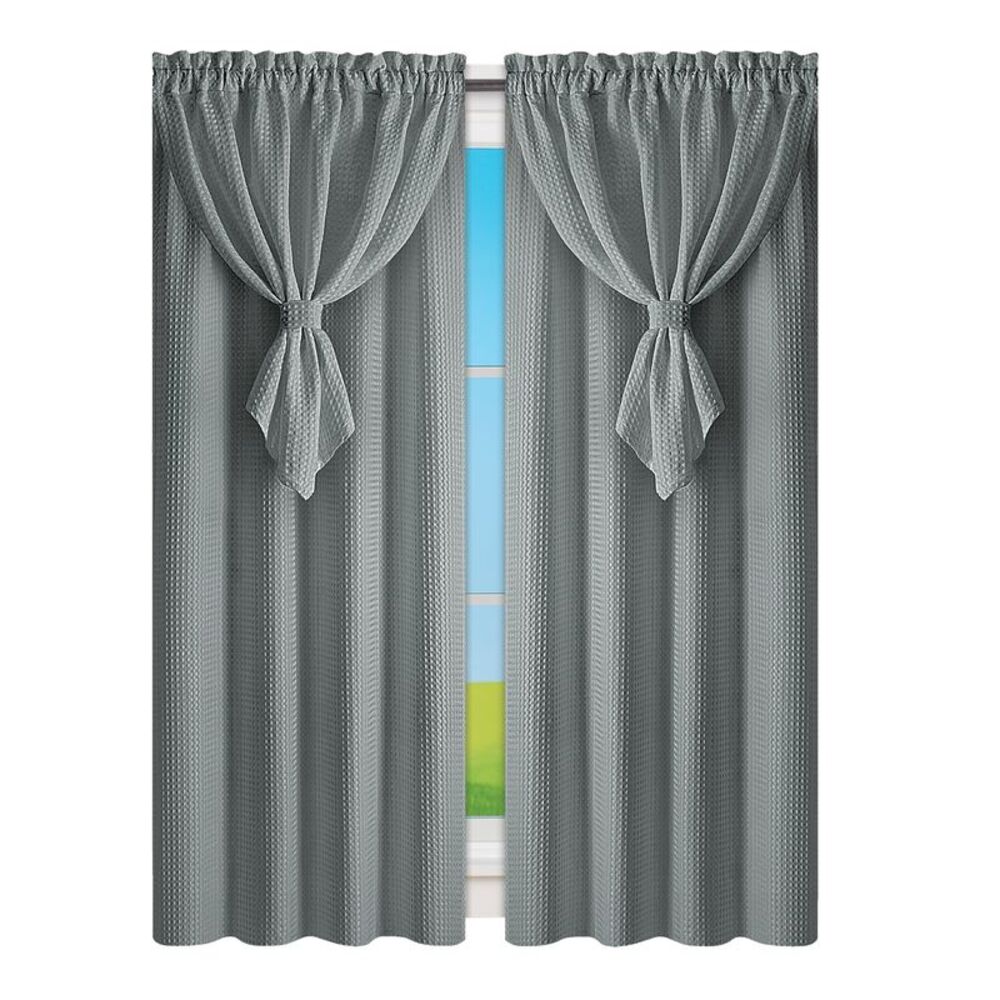 Collections Etc Allegra Curtain Panel with Attached Valance